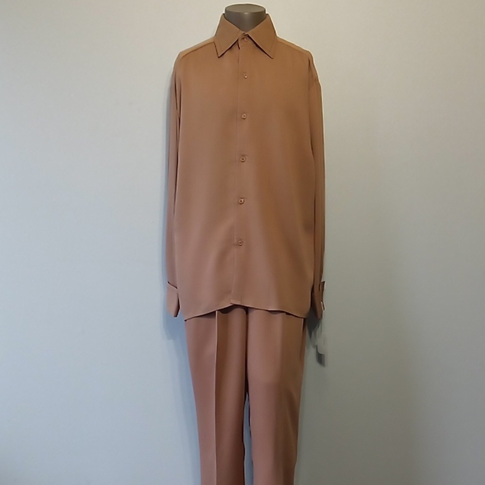 Super-Fly 2pc Brown with Chocolate pinning pants Set by Creme De Silk